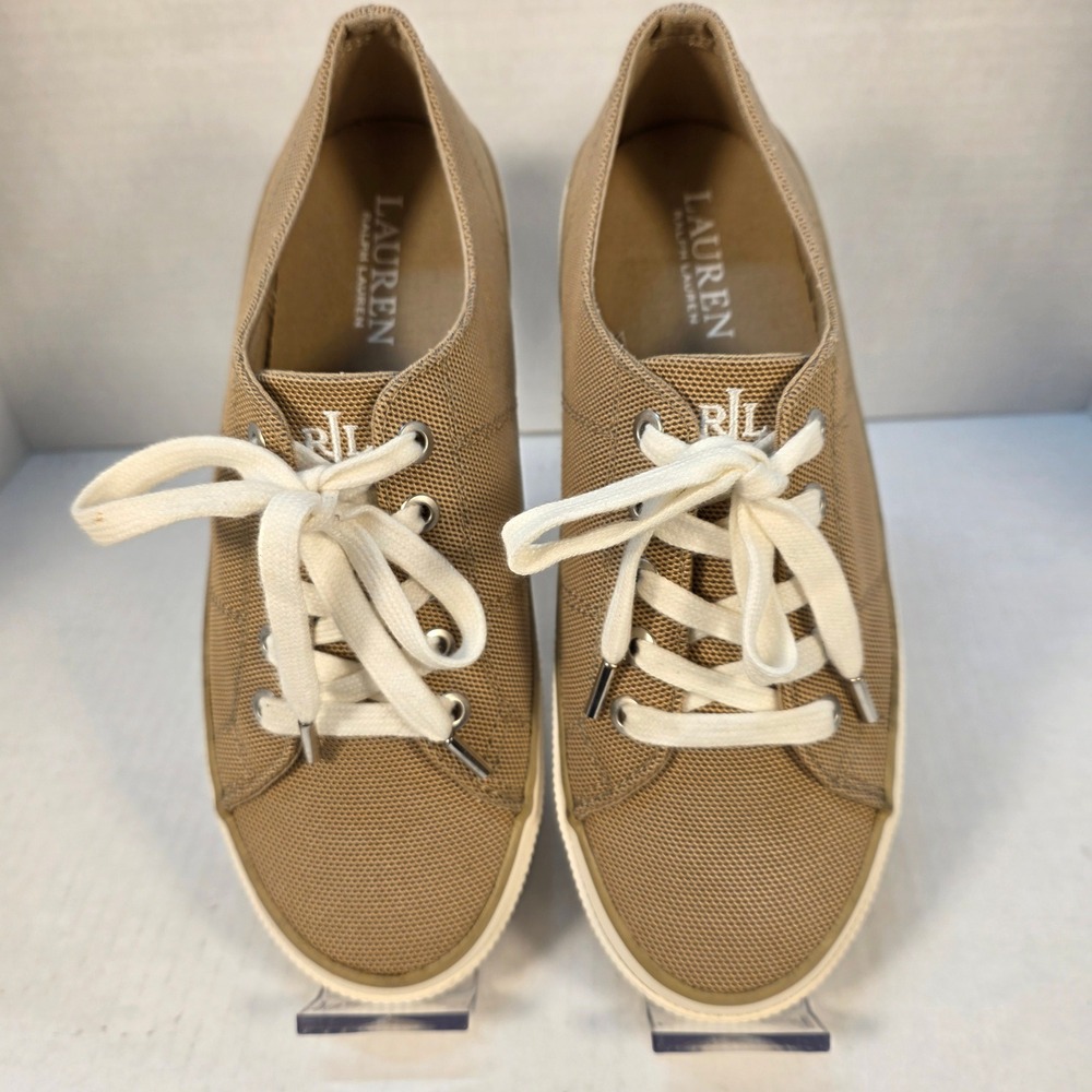 Lauren Ralph Lauren Jolie Sneaker Womens Low Top Tan 7B NWOT Preppy Aesthetic